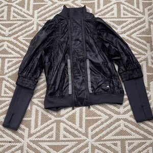 Stella McCartney x Adidas Black and Purple Textured Reflective Trim Zip Jacket